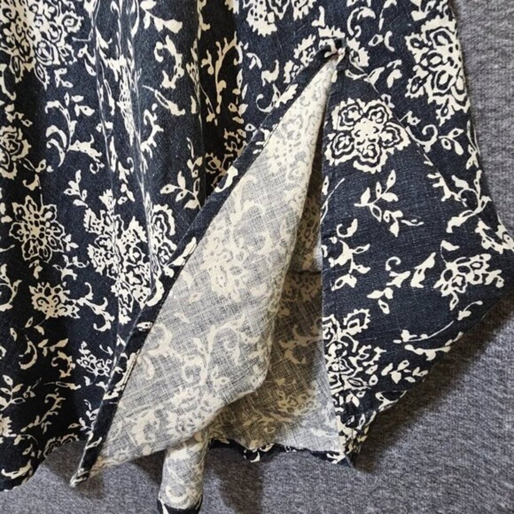 Gap Maxi Skirt Womens Size 0 100%‎ Linen Black White Floral Flare Flowy Side Zip - Picture 9 of 16